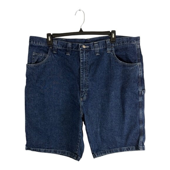Wrangler Mens Shorts Size 44 Carpenter Blue Denim 9" Inseam Pockets Cotton - Picture 1 of 10